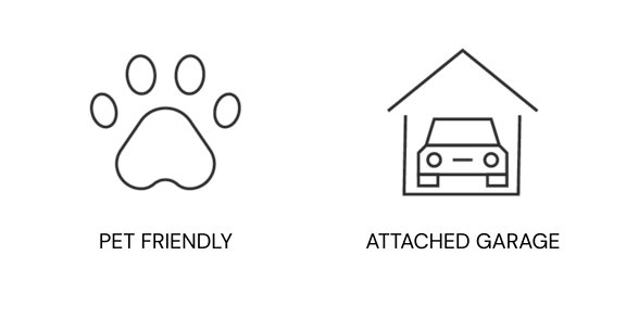 A paw print and a car in a house icon are displayed.