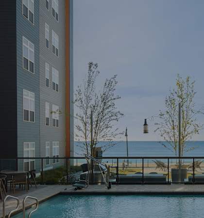 Resort-style pool with ocean view - BLVD at Revere Beach