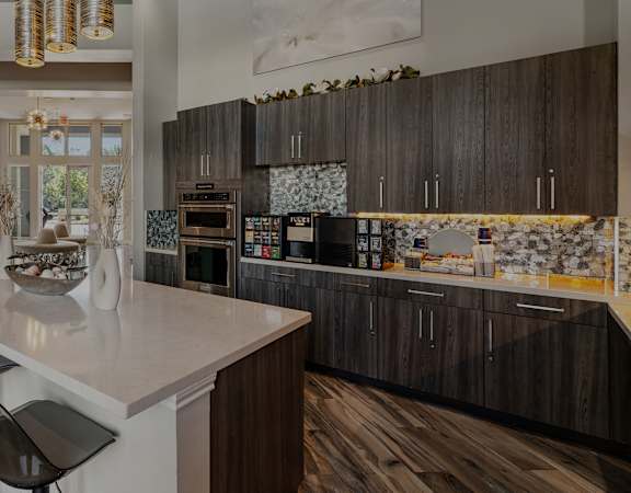 European-style cabinets in resident café - Everlee