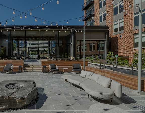 Outdoor lounge with fire pit - Brentford at the Mile
