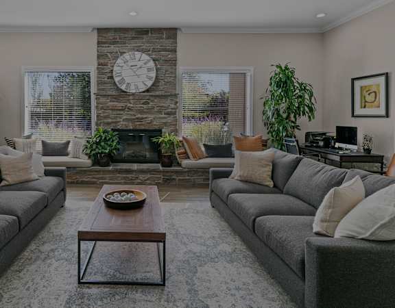 Resident clubhouse social area with fireplace - Mountain Shadows Apartments