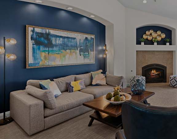 Barton Vineyard Apartments - Fireside lounge in resident clubhouse