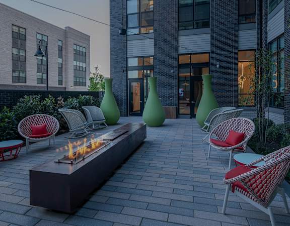 Outdoor lounge with fire pit - Rockwell at Crown