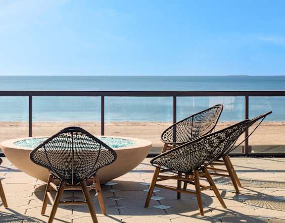 Poolside social area with ocean views - BLVD at Revere Beach