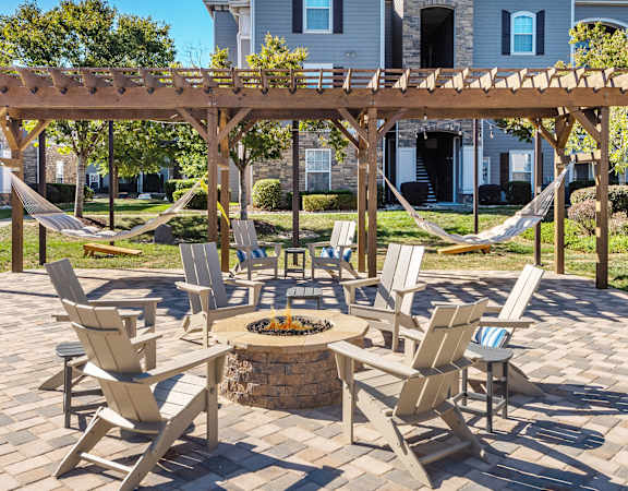 Outdoor lounge with fire pit - The Crossings at Alexander Place