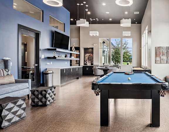 Game room with billiards table and more - Enclave at Cherry Creek
