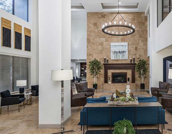 Clubhouse great room with fireplace - Monterra Las Colinas