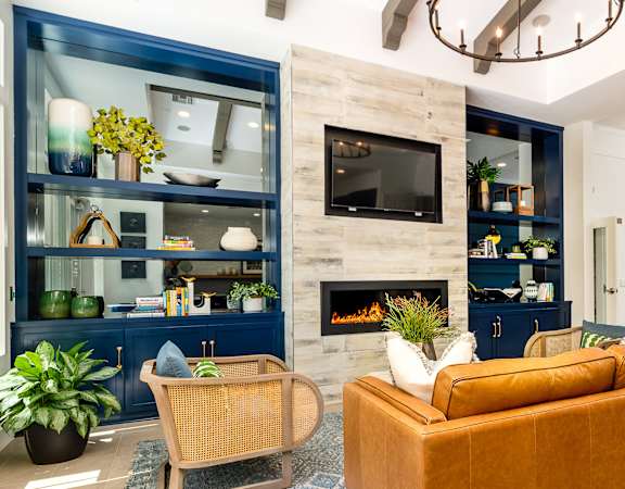 The Cascades Apartments indoor fireplace