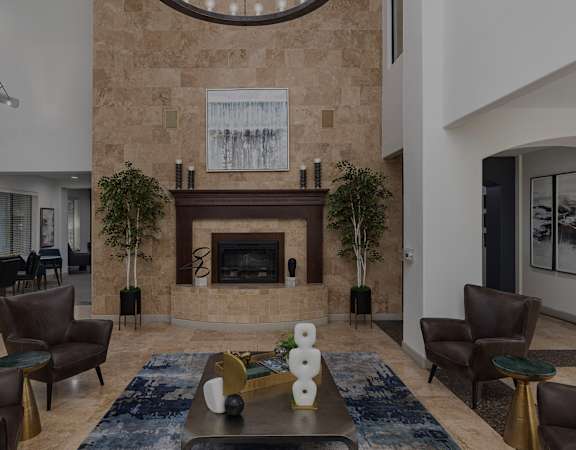 Clubhouse great room with fireplace - Monterra Las Colinas