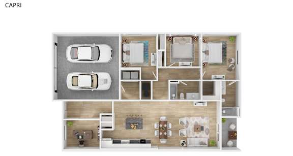 A floor plan of a one bedroom apartment with a living room, kitchen, and bathroom.