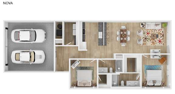 A floor plan of a one bedroom apartment with a living room, kitchen, and bathroom.