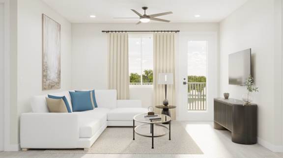 Living Room with TV at Amara Luxury Apartments, Sacramento, CA