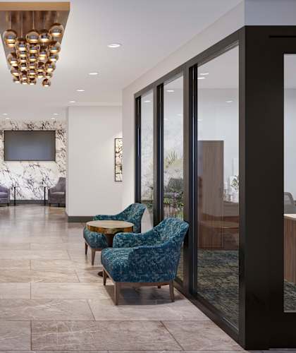 a rendering of the lobbies in the new building at The Encore at Ingram Manor, Pikesville, MD, 21208