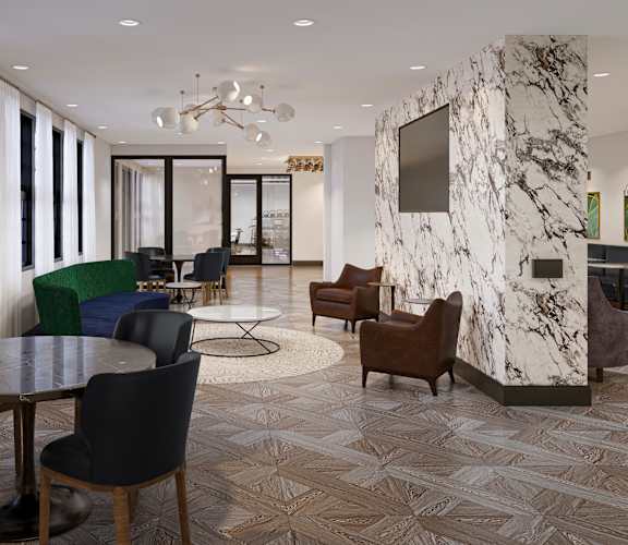 a room filled with furniture and a large window at The Encore at Ingram Manor, Pikesville, MD, 21208