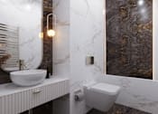Thumbnail 2 of 2 - a bathroom with marble walls and a sink and a toilet