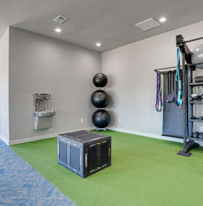 the heights at harper's preserve fitness room  at Highland Luxury Living, Lewisville, TX, 75067