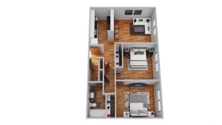 The Broadmoor Apartments 2 Bedroom 3D Floor Plan
