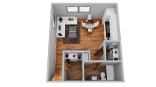 The Broadmoor Apartments Studio 3D Floor Plan
