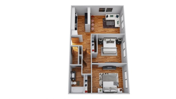 Floor Plan  The Broadmoor Apartments 2 Bedroom 3D Floor Plan