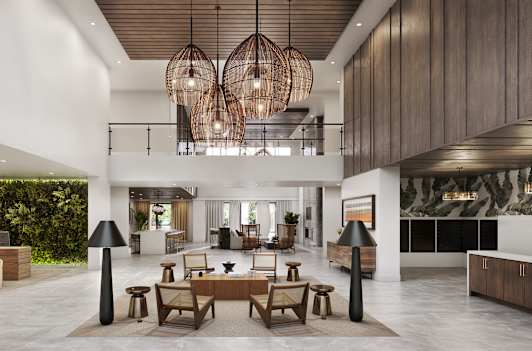 a rendering of the lobby at four seasons resort bali at jimbaran bay