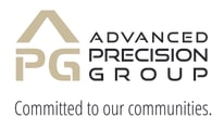 a logo with the words advanced precision group on a white background