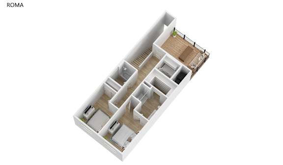 A diagram of a floor plan for a Rome apartment.