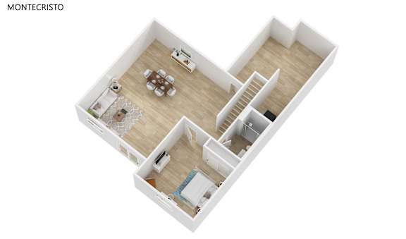 A floor plan of a Montecristo apartment.