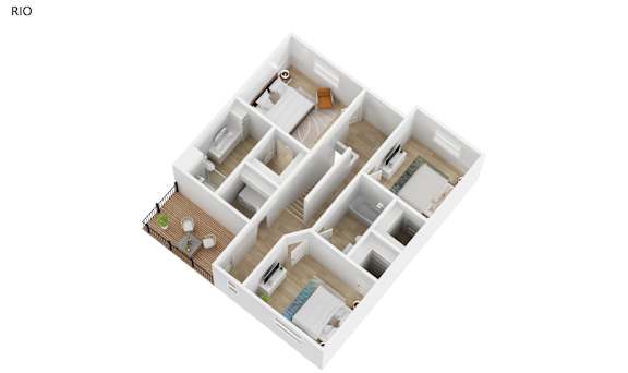 A diagram of a floor plan for a property named Rio.