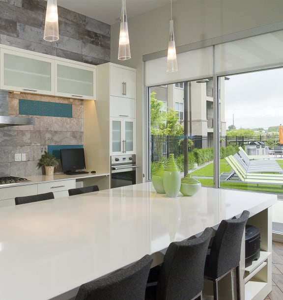 Community Clubhouse with Kitchen Island & Dining Area