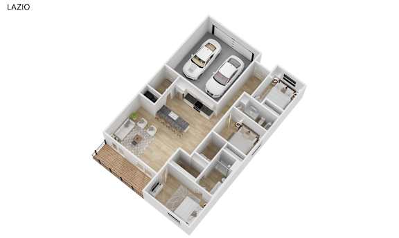 A floor plan of a house layout with a garage.