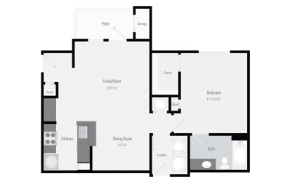1 Bedroom 1 Bathroom A Floor planat Sandstone Creek Apartments , Overland Park, KS