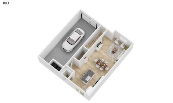 A floor plan of a one bedroom apartment with a living room, kitchen and bathroom.