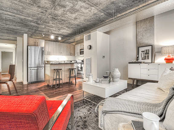 Living Area With Kitchen View at Stadium Place, Seattle, WA, 98104