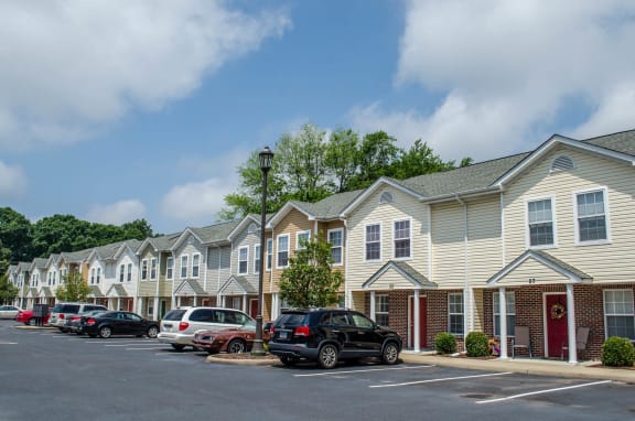 Exterior View of Apartment Homes from parking lot at Villages at City Center apartments in Newport News VA