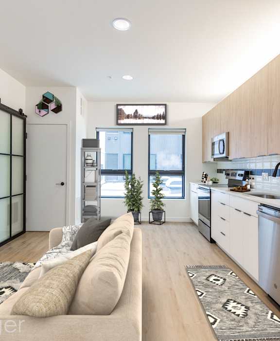 Living room with Television at Cannery Flats, Bozeman,