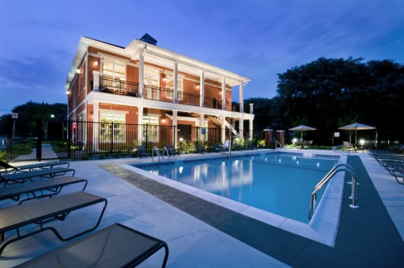 Swimming Pool at Dusk at The Reserve at Riverdale, Riverdale, NJ, 07457