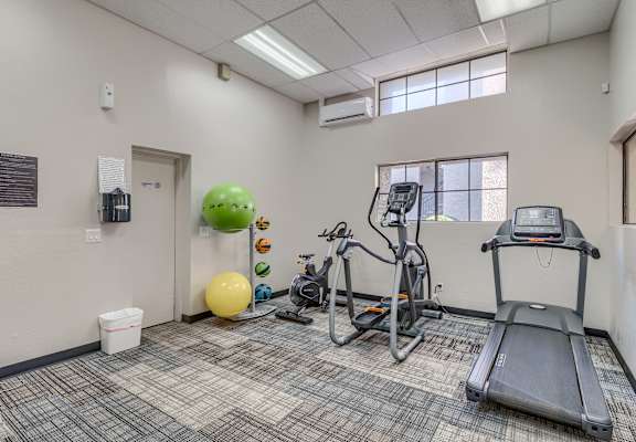 our fitness center has a treadmill and elliptical machines for your convenience
