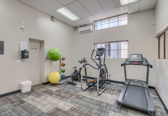 our fitness center has a treadmill and elliptical machines for your convenience