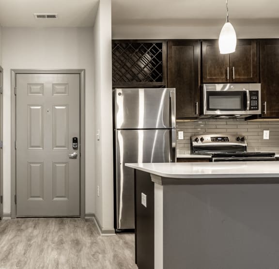 Kitchen and the entrance door at Bella Vista Apartments in Fishers, IN 46038