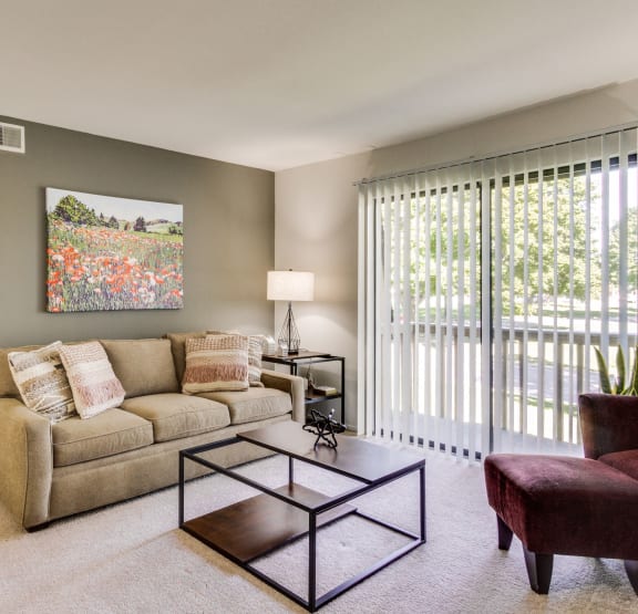 Living Room at The Village Apartments, Wixom, Michigan