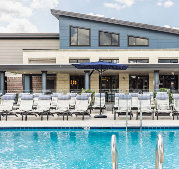 Nuvo Flats Resort-style swimming pool and social space at Nuvo Flats, Merrillville, 46410