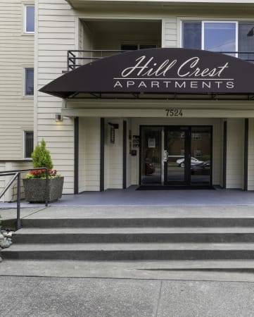 a picture of the hill crest apartments entrance at Hill Crest Apartment Homes, Washington