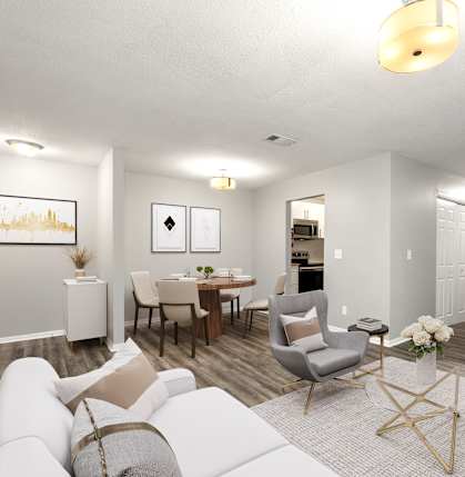 Living room at Woodbriar Management in GA, 30084
