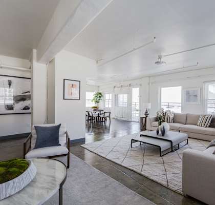 Spacious Penthouse Living Room at San Fernando Building, CA