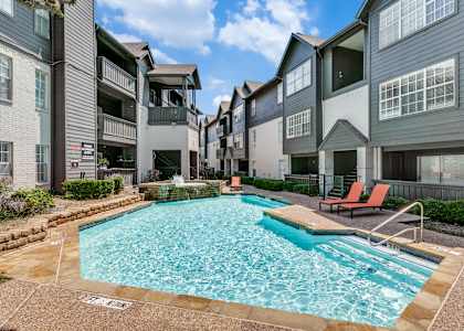 our apartments have a pool and lounge chairs