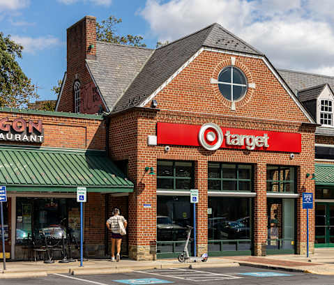 a target store on the corner of a city street