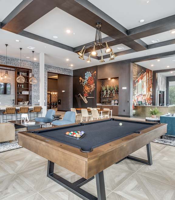 Clubhouse with Billiards at The Prescott Luxury Apartments in Austin TX
