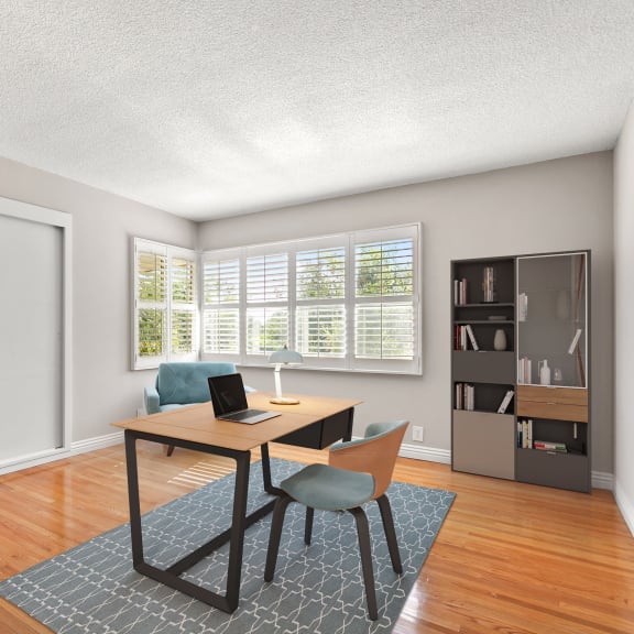 a home office with a desk and chair at Orange Grove Circle, Pasadena, CA,91105
