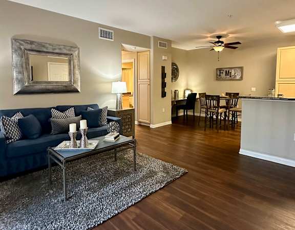 a living room with a couch and a coffee table