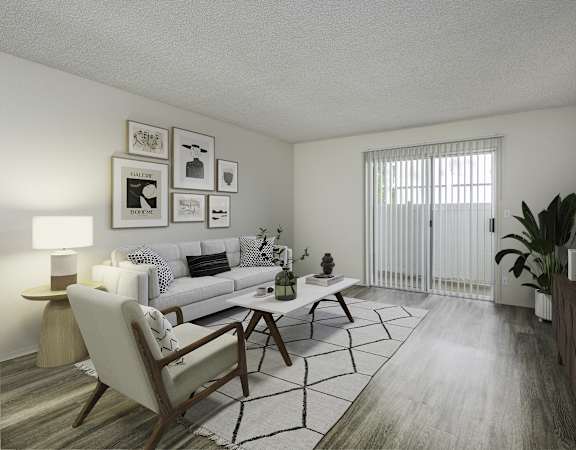 our apartments offer a living room with a couch and a table